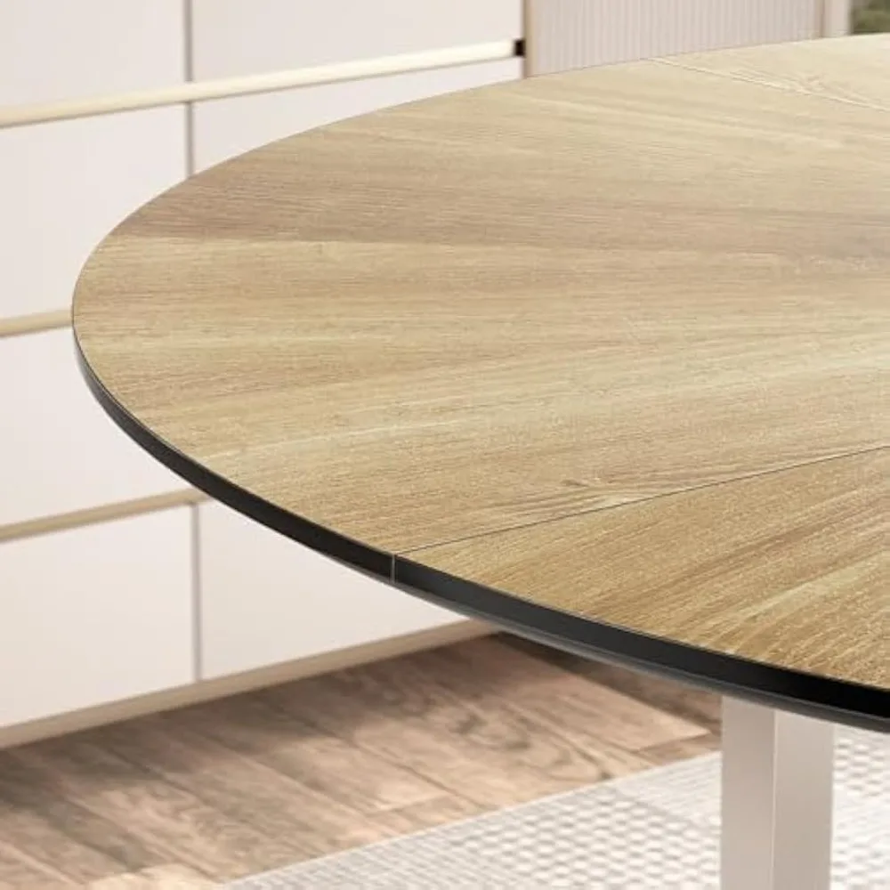 47 Inch Round Dining Table Set, Modern Wood Dining Table with Double Storage Rack, 2 Person Dining Table and Chair Set for Kitc