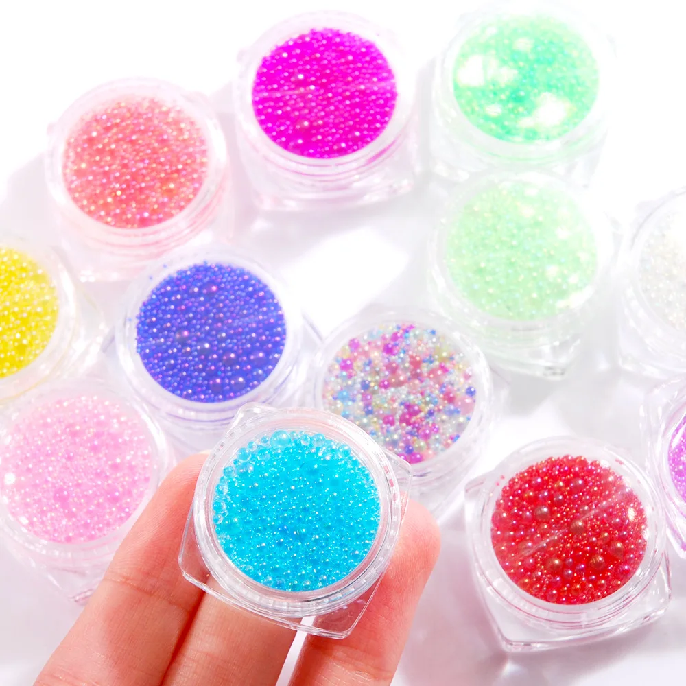 New Transparent Glass Colorful Round Beads Non-porous Bubble Beads AB Bubble Beads Manicure Diy Decorative Rhinestones