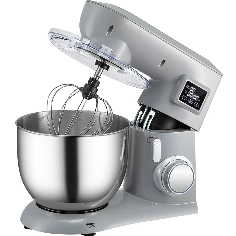450W Stand Mixer 6 Speed Tilt Head Dough Mixer 7.4 Qt Stainless Bowl Digital Control Panel 3 Attachments Dishwasher Safe