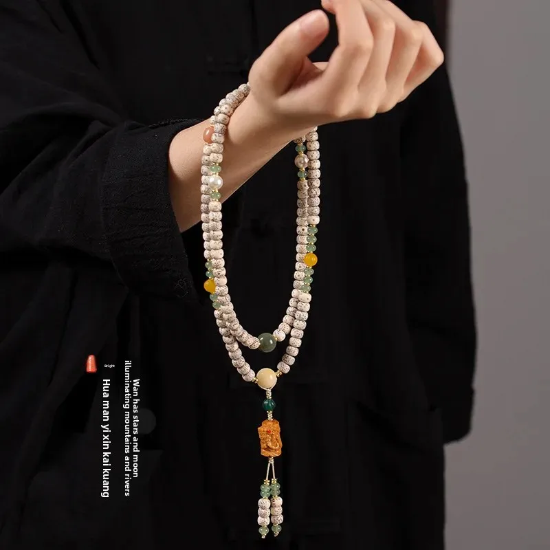 الرجعية زن عالية الكثافة الأبيض نجمة القمر بوذا الخرز سوار متعدد دائرة الثقافية لعوب اليد معصمه المجوهرات #4