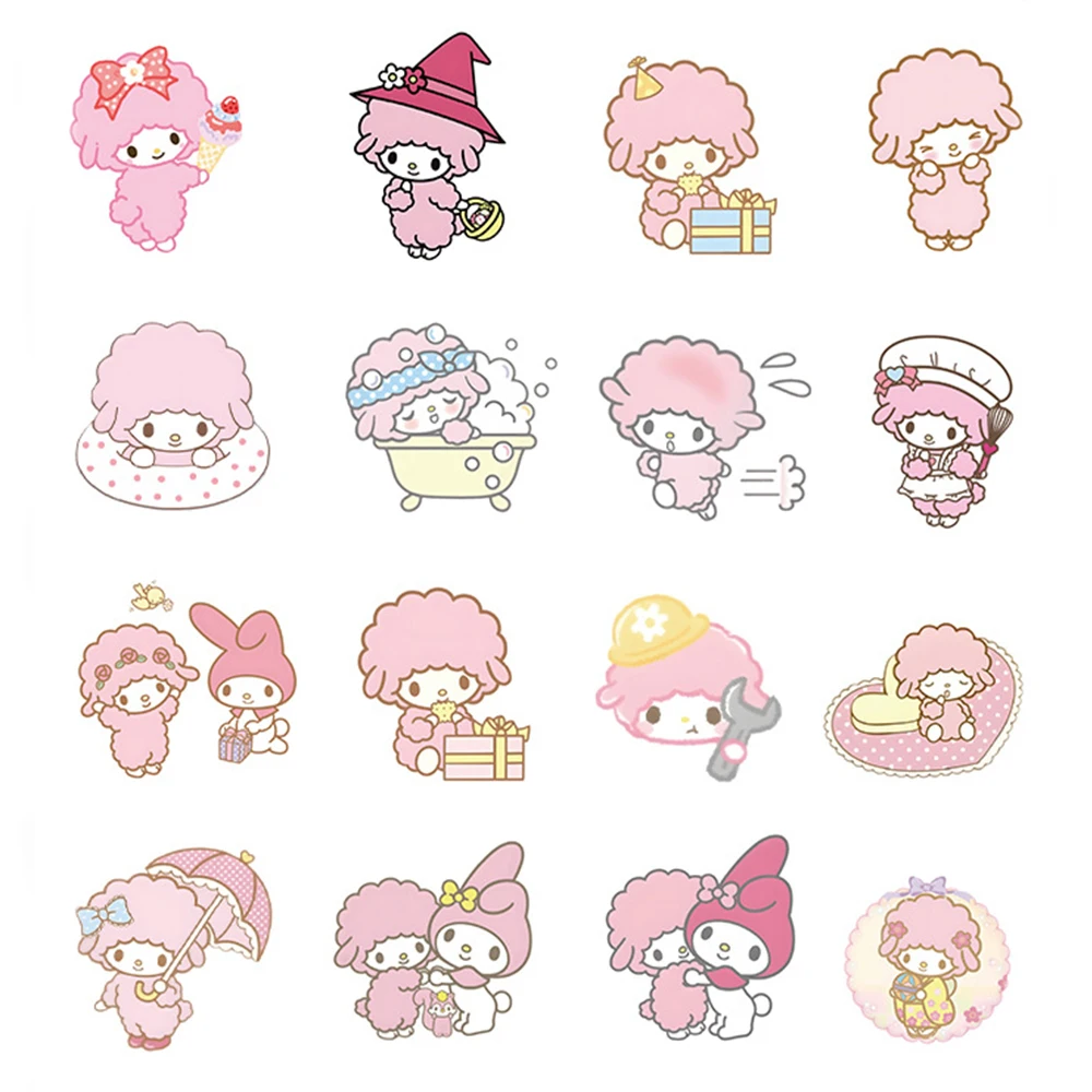 10/30/50/100 pçs kawaii meu doce piano dos desenhos animados adesivos bonito sanrio rosa ovelhas decalques diy diário papelaria decalques brinquedos