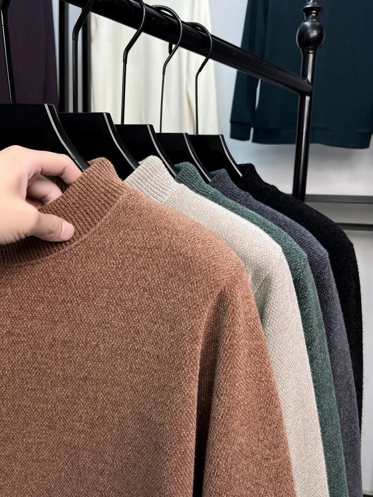 Luxus mode stickerei high-end-marke pullover männer herbst winter plüsch verdicken warme gestrickte rundhals komfort neue pullover – Detail 14