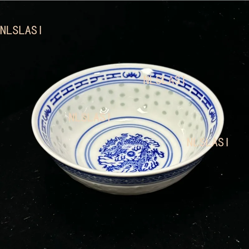 

Ceramic Tableware Blue And White Porcelain Ramen Soup Bowl Chinese Rice Bowls Dragon Pattern Vintage Dinnerware