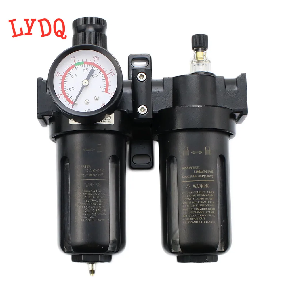 Pneumatic Air Filter Regulator Lubricator Combinations Water Oil Separator 1/4'' 3/8'' 1/2'' Black SFC-200A 0-1Mpa 0-150PSI
