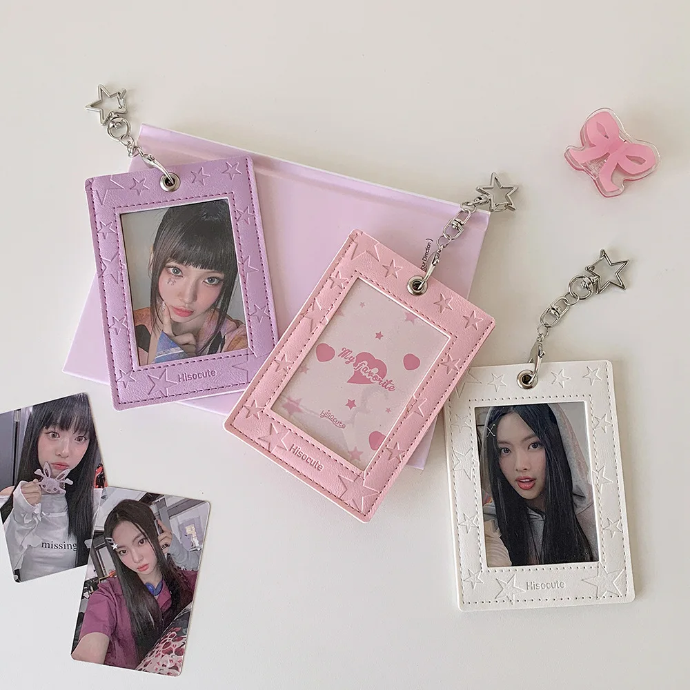 KPOP Fashion Silver Korean Star 3-inch Photo Card Holder Cute Girl Backpack Pendant Decoration Keychain Storage Card Bag Gifts