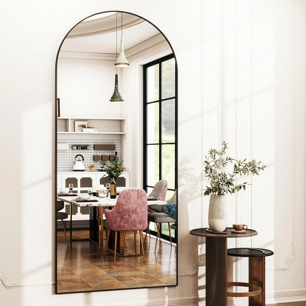 Miroir de sol arqué 36 x 78 pouces – Autoportant ou mural pour salle de bain, dressing, utilisation polyvalente dans la décoration intérieure
