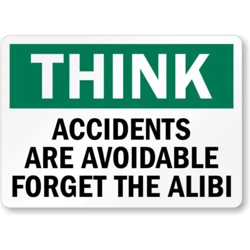 Avoid Accidents Think Aluminum Weatherproof Sign p1034 sign
