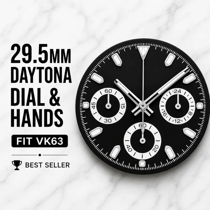 

VK63 Chronograph Daytona 29.5mm watch dial hands white panda suitable for VK63 quartz movement assembly part C3 lumiouns
