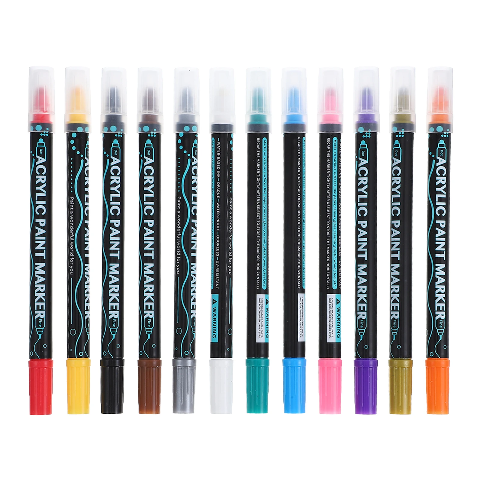 12 Pcs Paint Acrylic Pen Markers for Glass Drawing Pens Rocks Suite Plastic Coloring Canvas