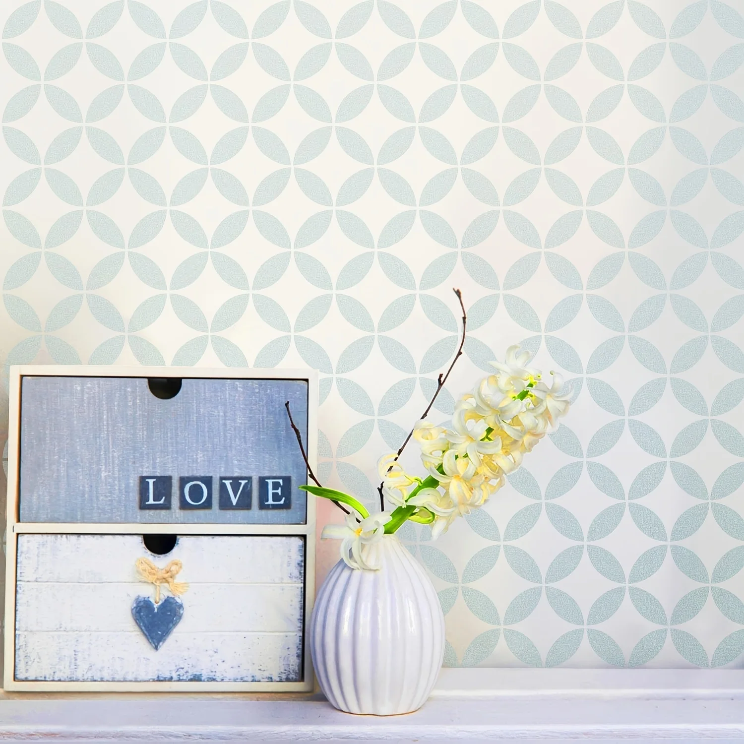 2pc12in/30cm 기하학적 원형 벽 장식 스텐실 |   재사용 가능 |   DIY 에어브러시 페인트 |   현대적인 미니멀리스트 스타일 |   바닥 타일 템플릿