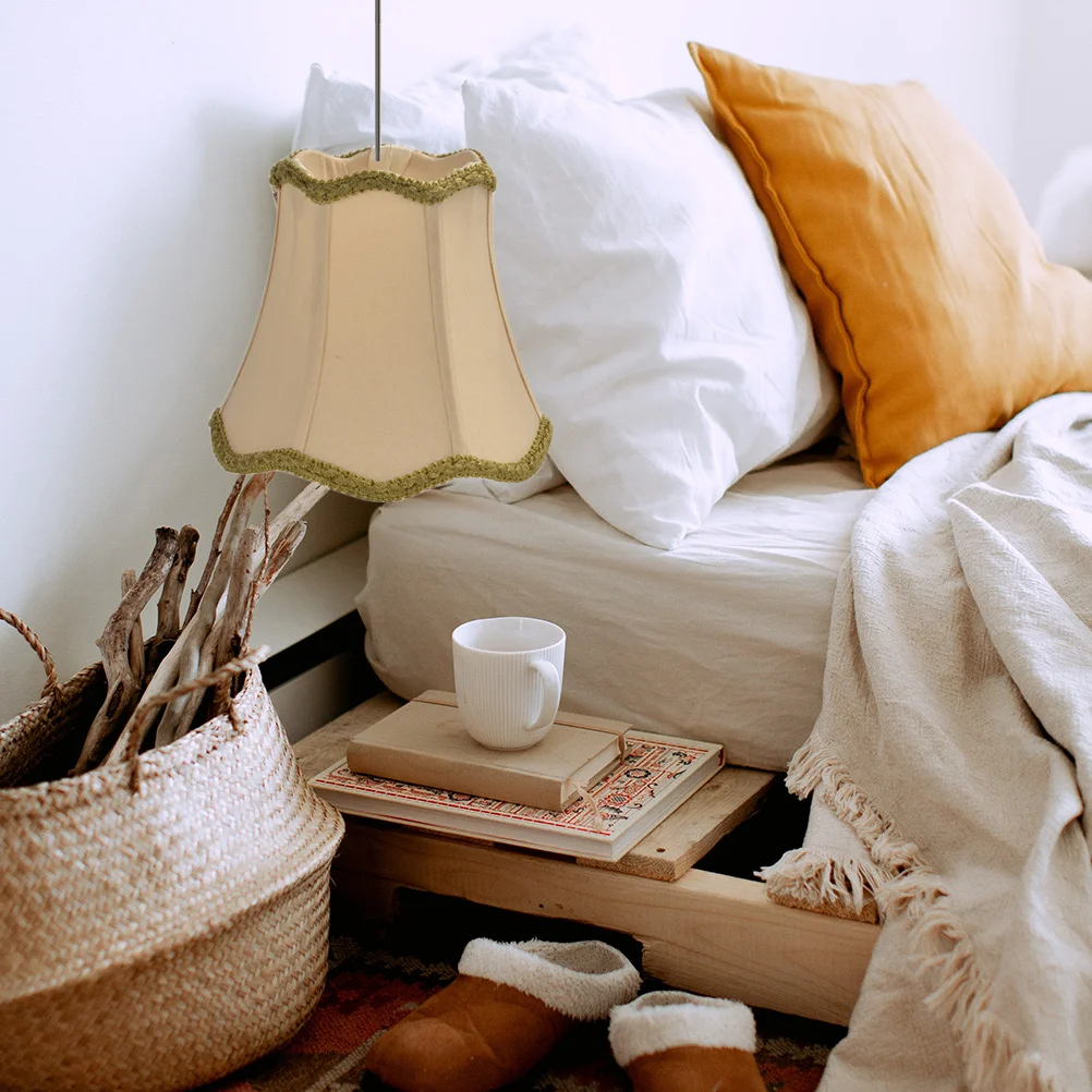 

Fabric Lampshade Ceiling Light Cover Durable European Style Natural Color Wall Lamp Shade Living Room Bedroom Wall Lamp Shade