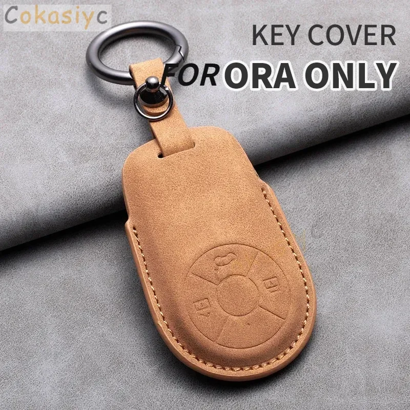 Car Remote Key Case Cover for GWM HAVAL H6 M6 for ORA Good Cat White Cat IQ Leather Auto Key Fob Shell Keychain