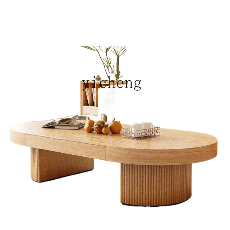 YY Home Living Room Coffee Table Desk Integrated Nordic Log Wind Lifting Tea Table