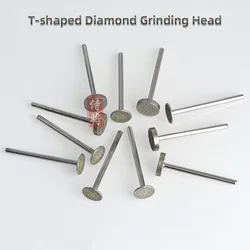 1pcs T Shape Accesories 3mm Shank Electroplating Diamond Grinding Head Polished Needle Jade Stone Carving Engraving Tool