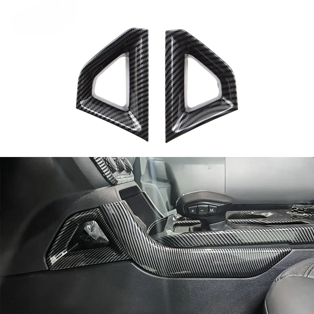 Center Console Gear Shift Strip Trim Cover Sticker for Ford Ranger Everest Raptor 2023 2024 Car Interior Accessorie Carbon Fiber