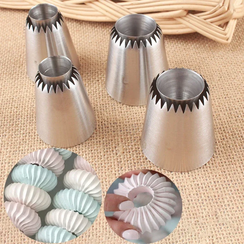 

1-4pcs Sulta Ne Ring Cookies Mold Sultan Tube Icing Piping Nozzles For Decrating Cake Big Size Russian Pastry Tips Dessert Decor