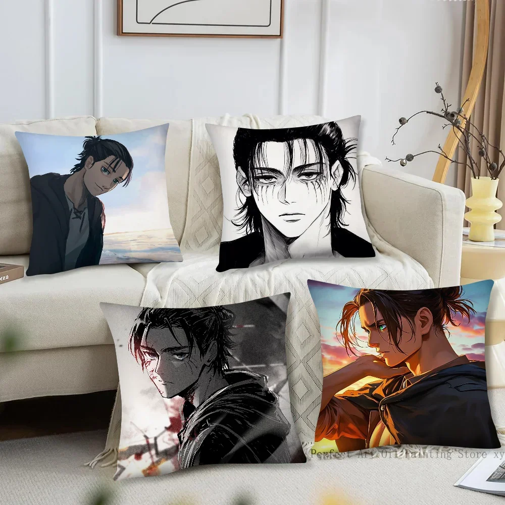 

Attack On Titan Eren Yeager Anime Pillow Case Square Pillow Bedroom Sofa Leisure ComfortCushionLiving Room Home Decoration 40X40