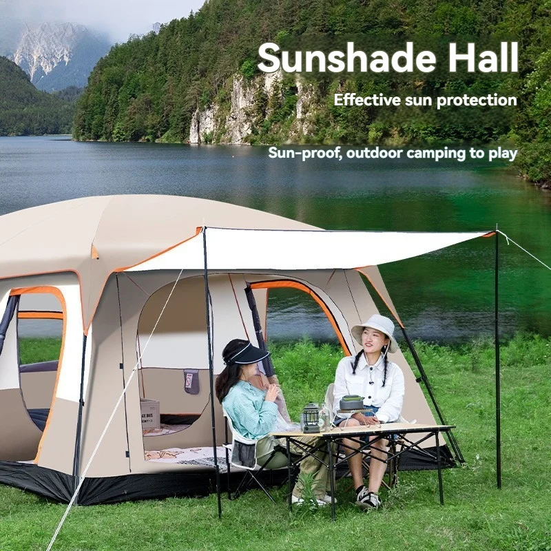 

Outdoor overnight tent, thickened rainproof, waterproof and sun protection, large space, outdoor, folding portable canopy