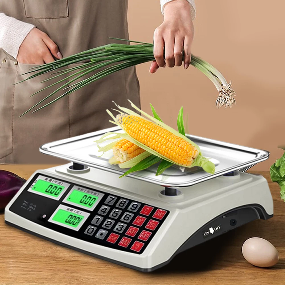 40kg/1g Commercial Price Scale Rechargeable Counting Weight Scale Waterproof Electronic Small Scale for Farmers Market Meat Shop