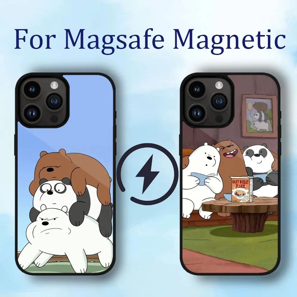 Kawaii Bears Phone Case For iPhone 11 12 13 14 15 Max Plus Phone Magnetic for Macsafe Cases Cover