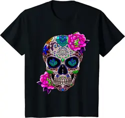 Sugar Skull Day of The Dead Cool Bone Head Skulls Gift Idea T-Shirt Fashion Cotton Casual T-shirts Men Clothing Streetwear