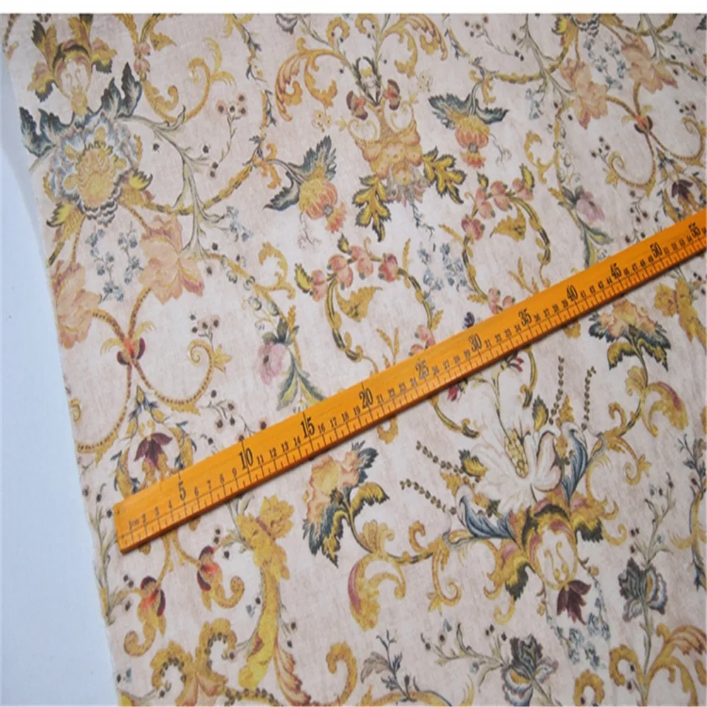 Vintage Trendy French Style Silk Linen Fabric Hemp Flowers Shiny Woven Mulberry for Men Women Dress Cloth Kimono