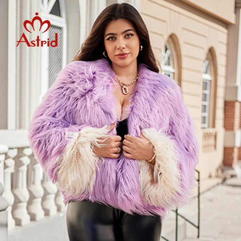 Aster D-abrigo de piel sintética para mujer, chaqueta holgada de talla grande, abrigo peludo de lujo, ropa de calle para niña, invierno, 2024