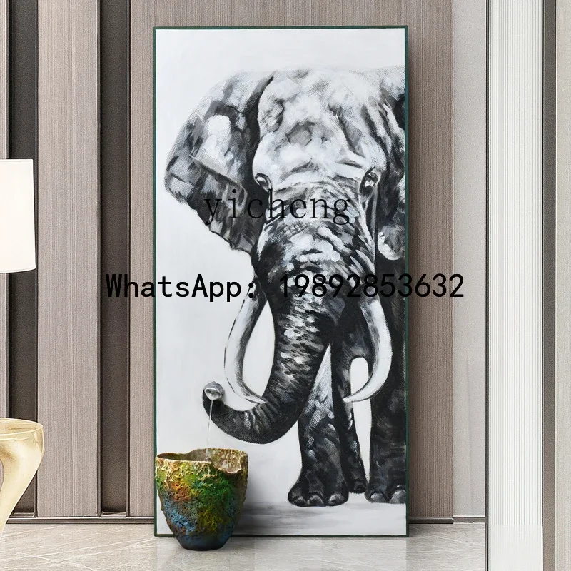 

FZ modern simple light luxury home soft decoration creative decoration living room entrance elephant flowing water ornament