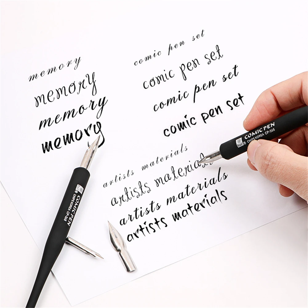 6pcs Dip Pen Set Calligraphy Comic Pen 2pcs Penholder With 4pcs Replacement Nibs Graffiti Painting Stationery