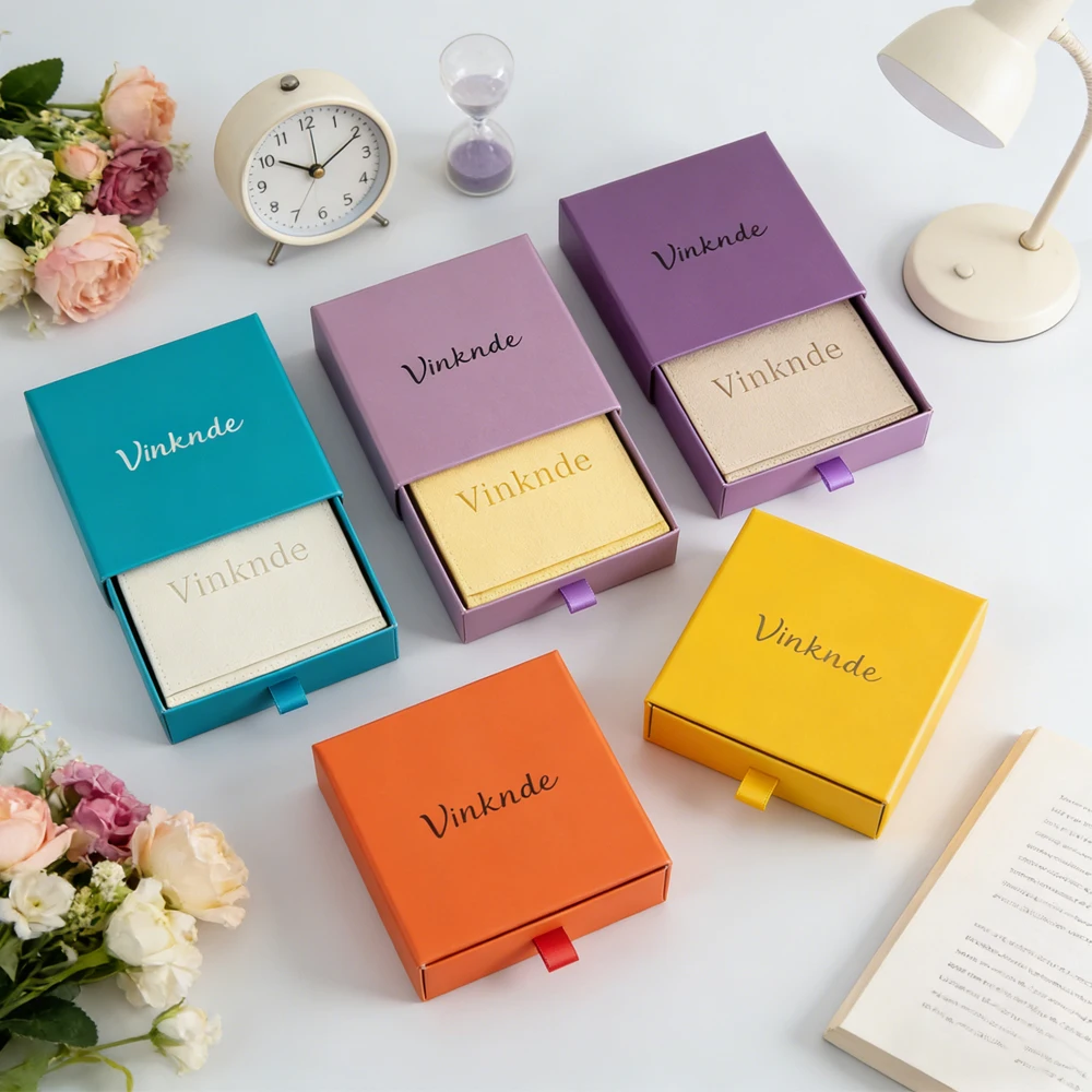 

Purple Drawer Jewelry Box Microfiber Velvet Gift Bag Personalized Logo for Wedding Earring Rings Packaging Dust Gift Pouch Boxes