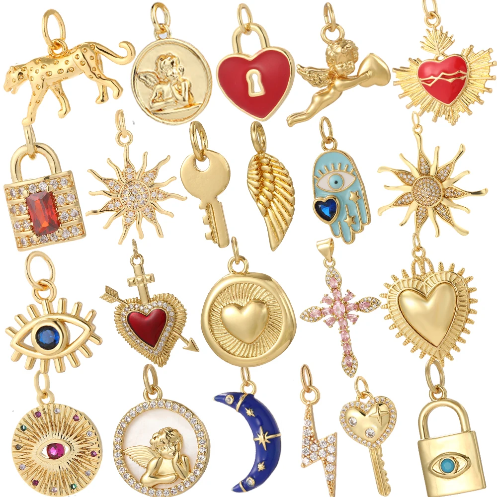 10 Stück süße Engel Kreuz Charms für Schmuckherstellung Schlüsselschloss Diy Frau Halskette Ohrringe Armband hochwertige Großhandel Charme – Detail 1