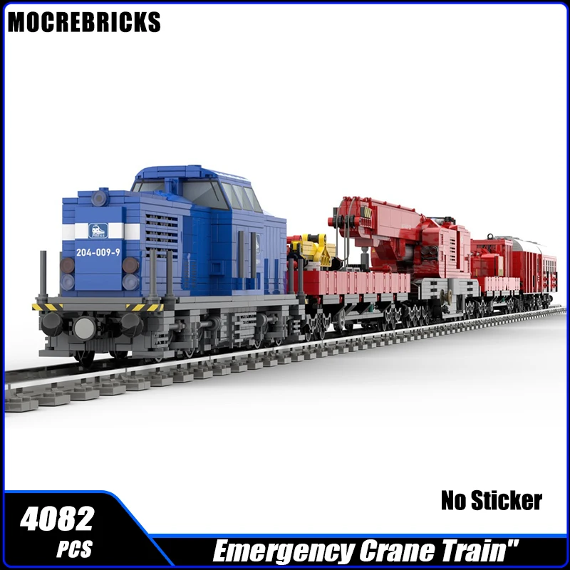 MOC Building Blocks Big Railway Locomotive Emergency Crane Trains Assembly Bricks Model Sets Creative Kid's DIY Toys Xmas Gift