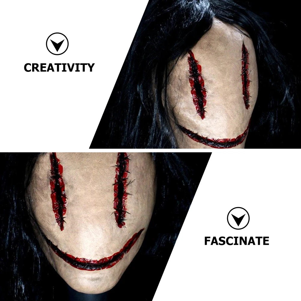 Horror Mask Creepy House Decor Scary Halloween Prop Masks Adults Kids Costume Woman Haunged Wooden Props for Costumes