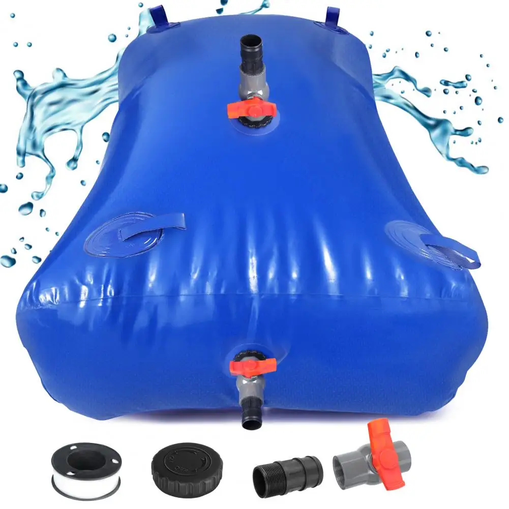 Versatile Durable Water Storage Bag 2000L Capacity Foldable PVC with Ball Valve for Dispensing Outdoor Activities Gardening