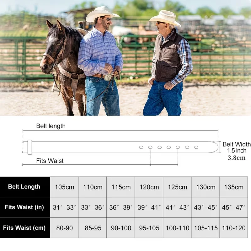 Men's and Women's Clothing — Western Cowboy Style PU Leather Belt — Vintage Printed Buckle Belt Suitable for Jeans
