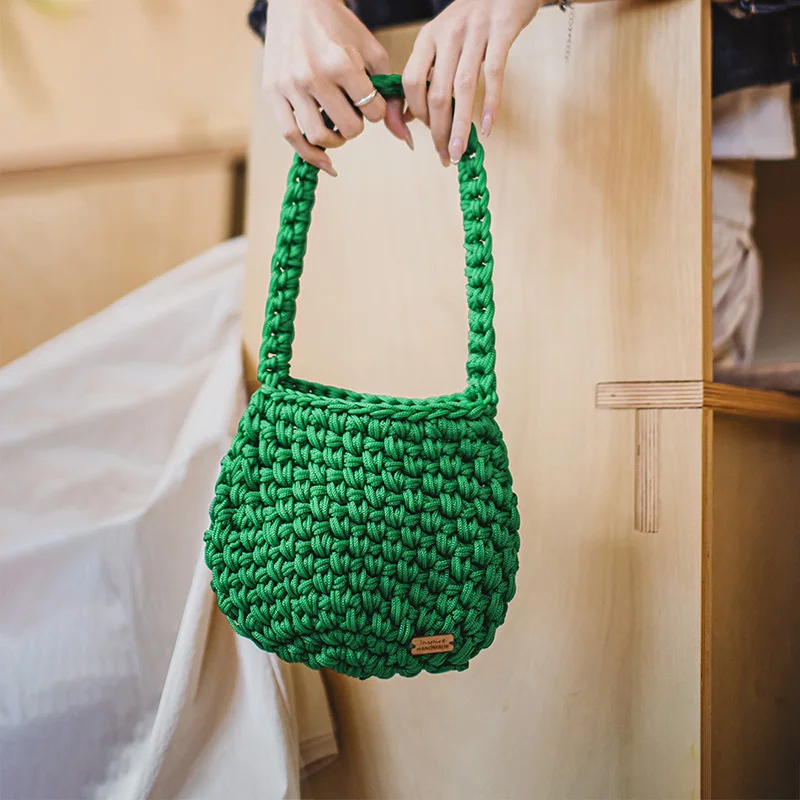 Maden جديد بلون المنسوجة شبكة حقيبة المرأة خمر القمح نمط اليدوية حقيبة كتف محفظة عادية تنوعا حقيبة يد خضراء