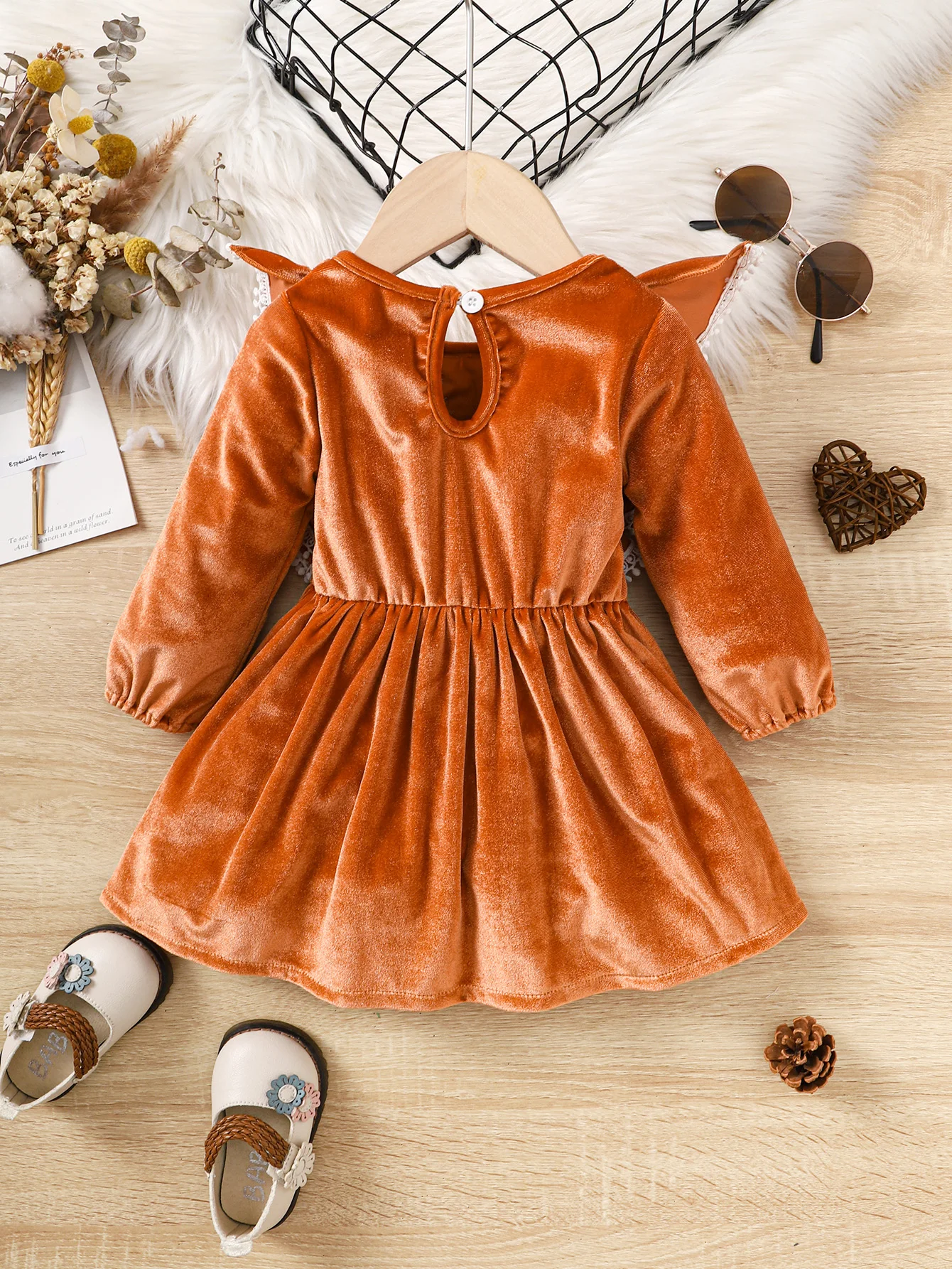 Infant Girl Long Sleeve Dress Ruffle Satin Finish Dress Fashion Lovely Holiday Autumn Winter Wear for Toddler Girl 0-2 Years