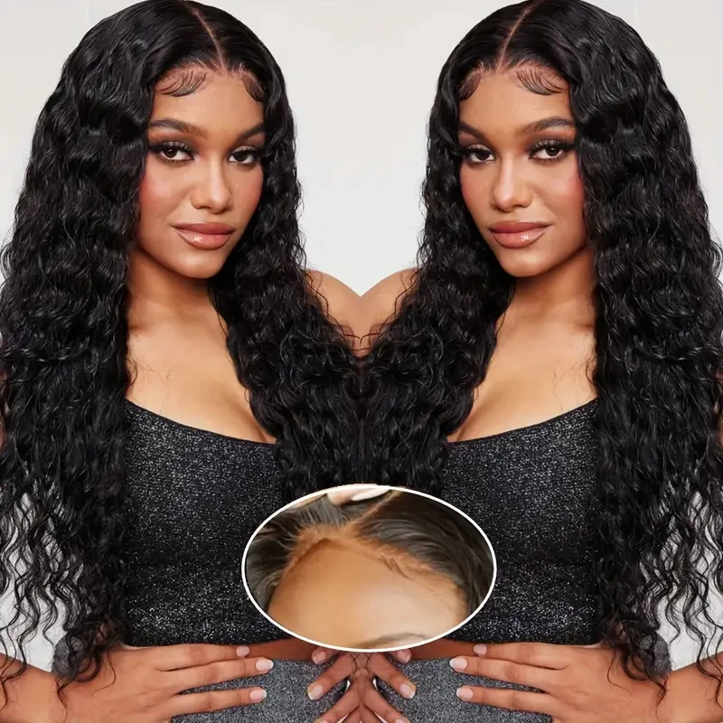 

Alimice 5x5 Deep Wave 5x5 HD Lace Frontal Human Hair Wigs Loose Deep Wave Lace Front Wig Curly 5x5 Closure Wig For Women