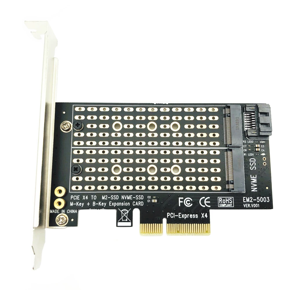 Adapter PCI Express PCIE do M2 NVME SATA M.2 SSD Adapter PCIE NVME/SATA M2 PCI E Adapter SSD M2 do SATA PCI-E Card M Key + B Key