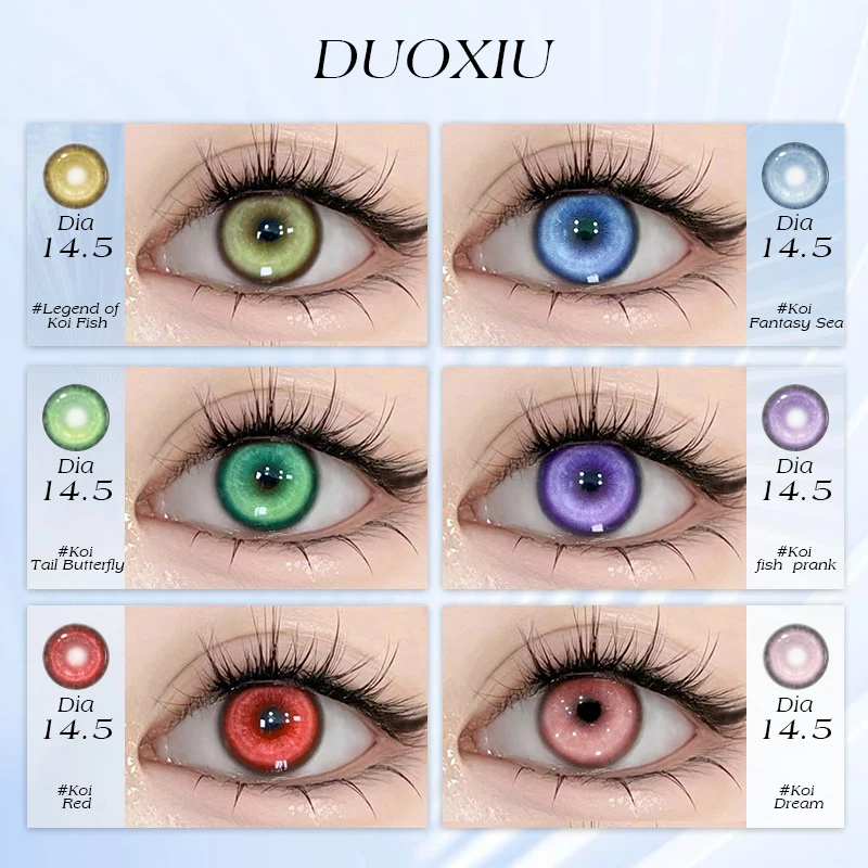 DUOXIU 1 Paar neue Myopie-Farbkontaktlinsen für Schüler, modisch, rosa, blau, Cosplay-Linsen für braune Augen, weiche Kontaktlinsen, jährlich