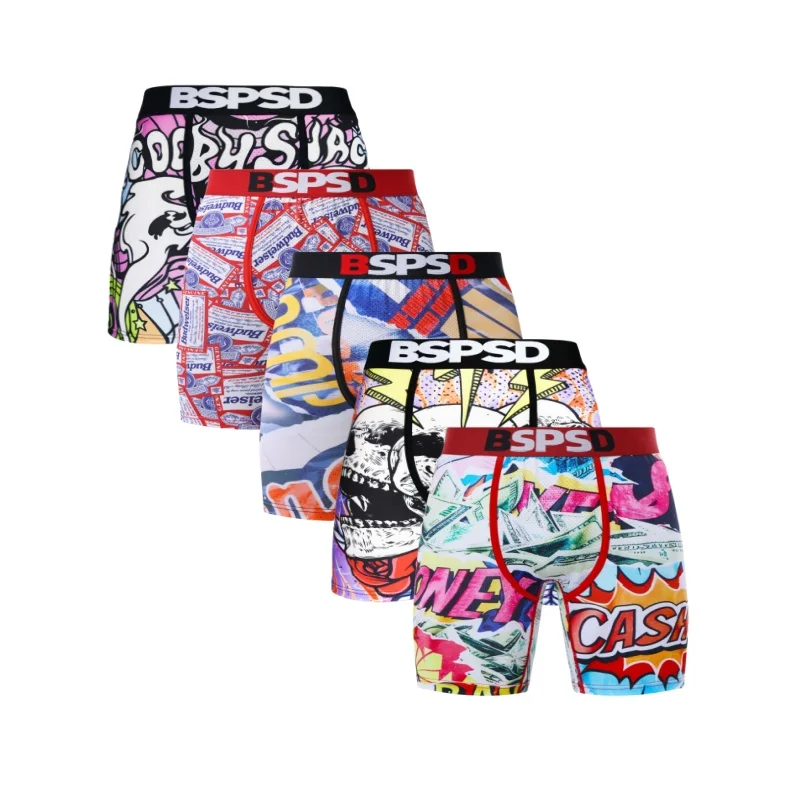5Pcs Men's Underwear Sexy Print Boxer Cueca Panties Man Lingerie Boxershorts Boxerbriefs Men Boxers Briefs Shorts Plus Size