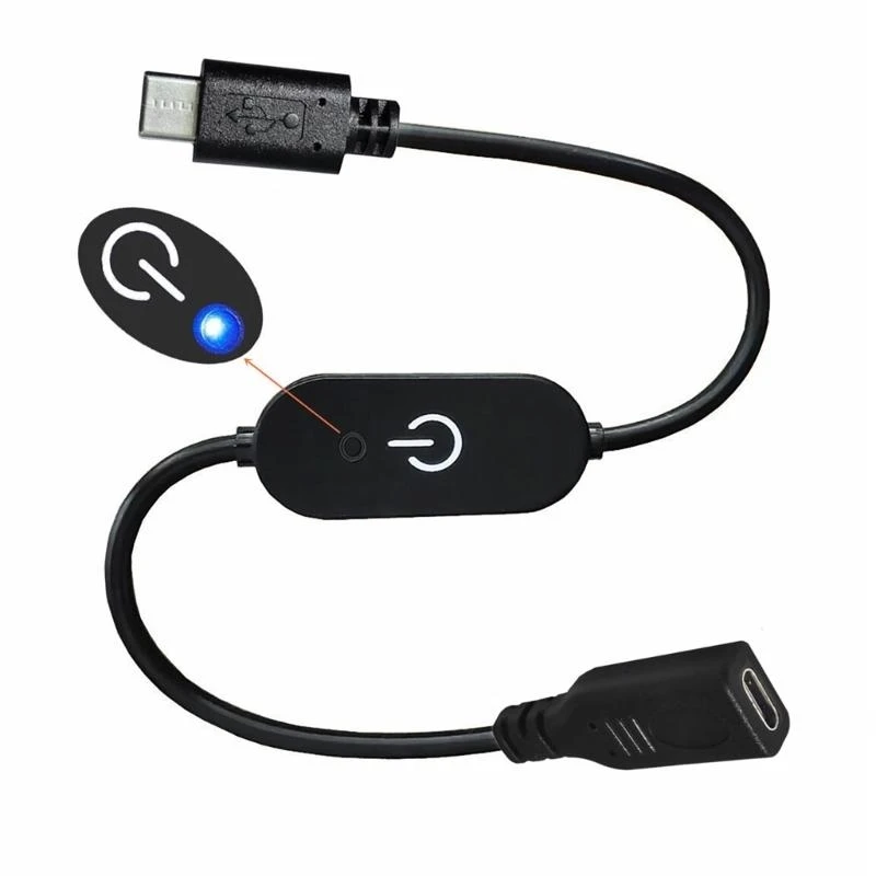 

Type C Touch Male to Female Dimmer Switches Controller with Blue Light for LED Strips Lights and Lamps 77JC