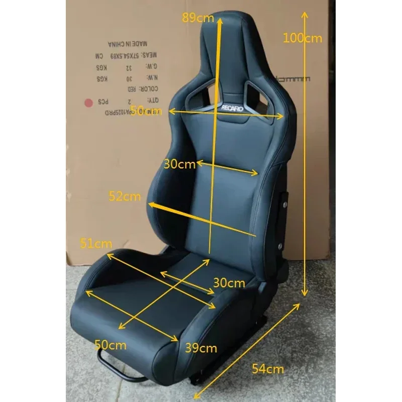 High Quality Fiberglass Carbon Fiber Racing Bucket Seats Adjustable Leather Fabric 2PCS Left Right Car Sports Seats