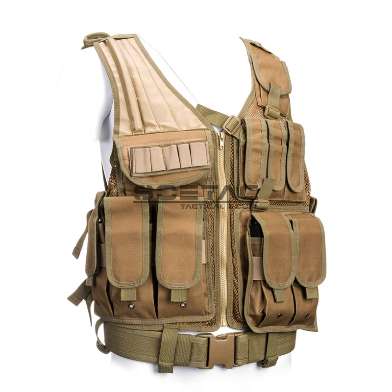 Outdoor Training Tactical Vest CS Multi-pocket Molle Vest Airsoft Combat Armor Hunting Paintball Vest Zipper