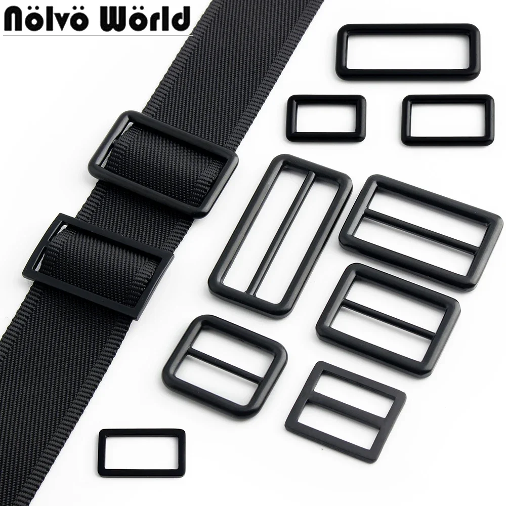 10/40/100PCS 25-32-38-51mm Dark Black Metal Tri-Glide Buckle Rings For Shoulder Bags Webbing Adjust Clasp Belt Hooks Accessories