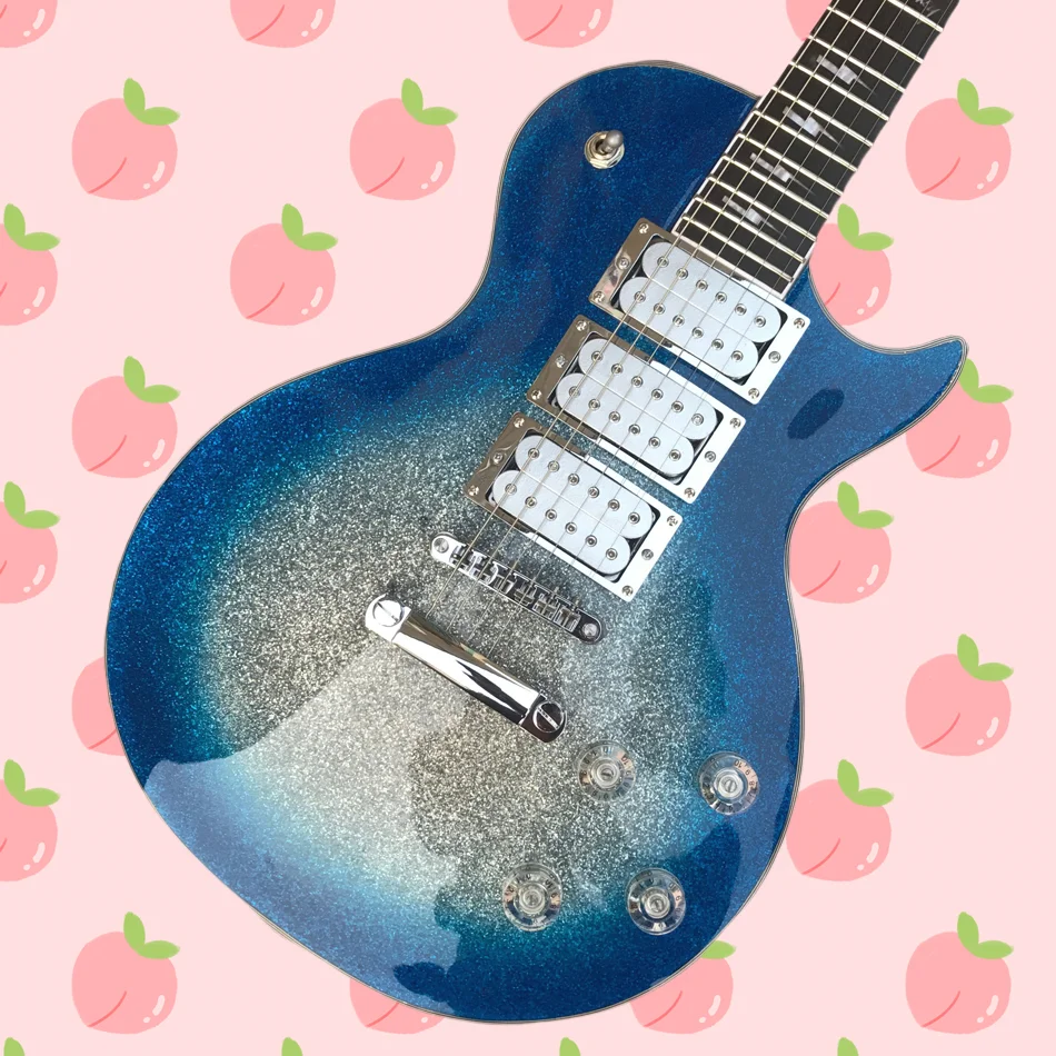 

Custom 6 Strings Electric Guitar, Blue Silver Ace Frehley H-H-H Pickups, Rosewood Fingerboard, Free Shipping