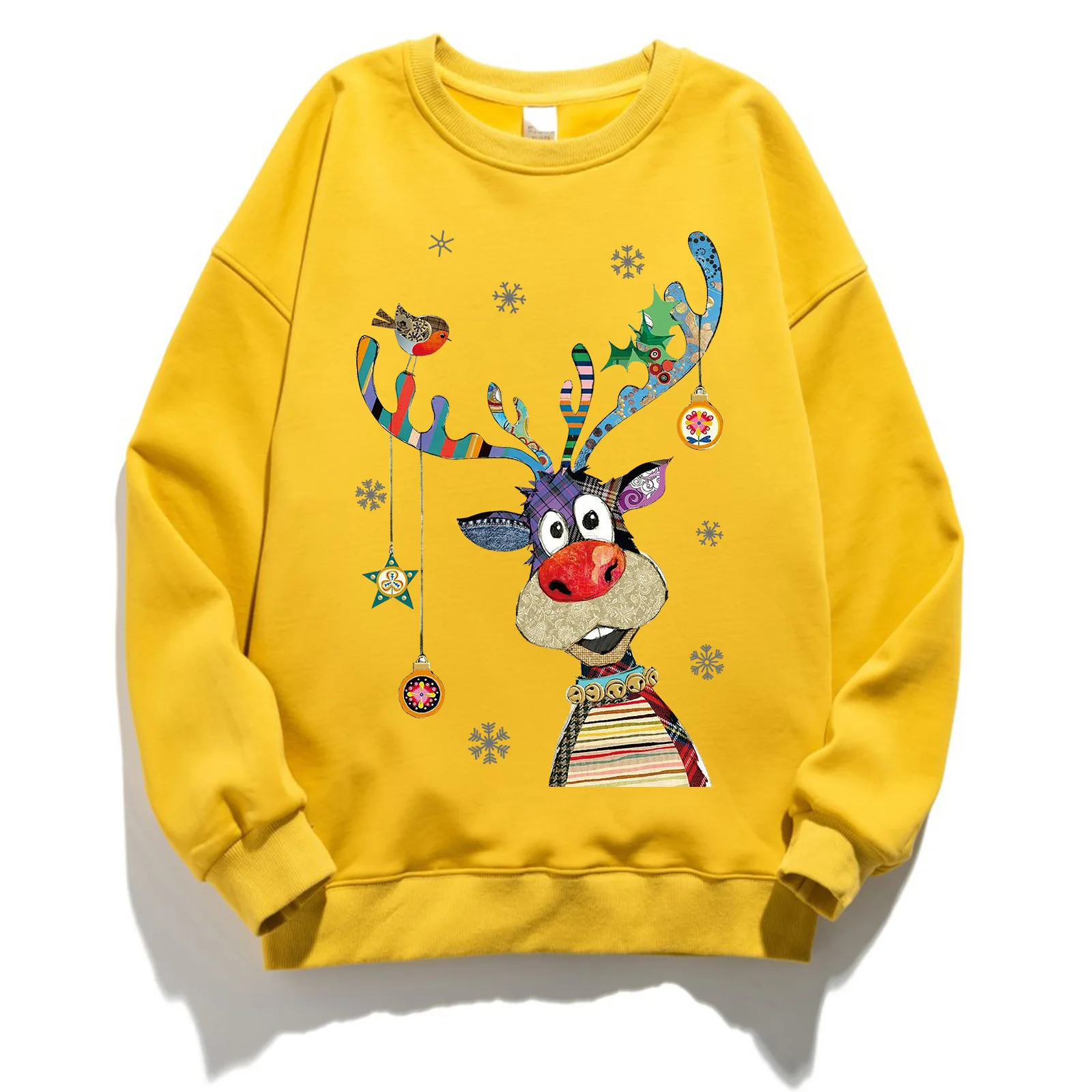 Christmas Hoodie Christmas Jumper Christmas Moose Print Fleece Hoodie Sweatshirts  Sweatshirt  Streetwear Women