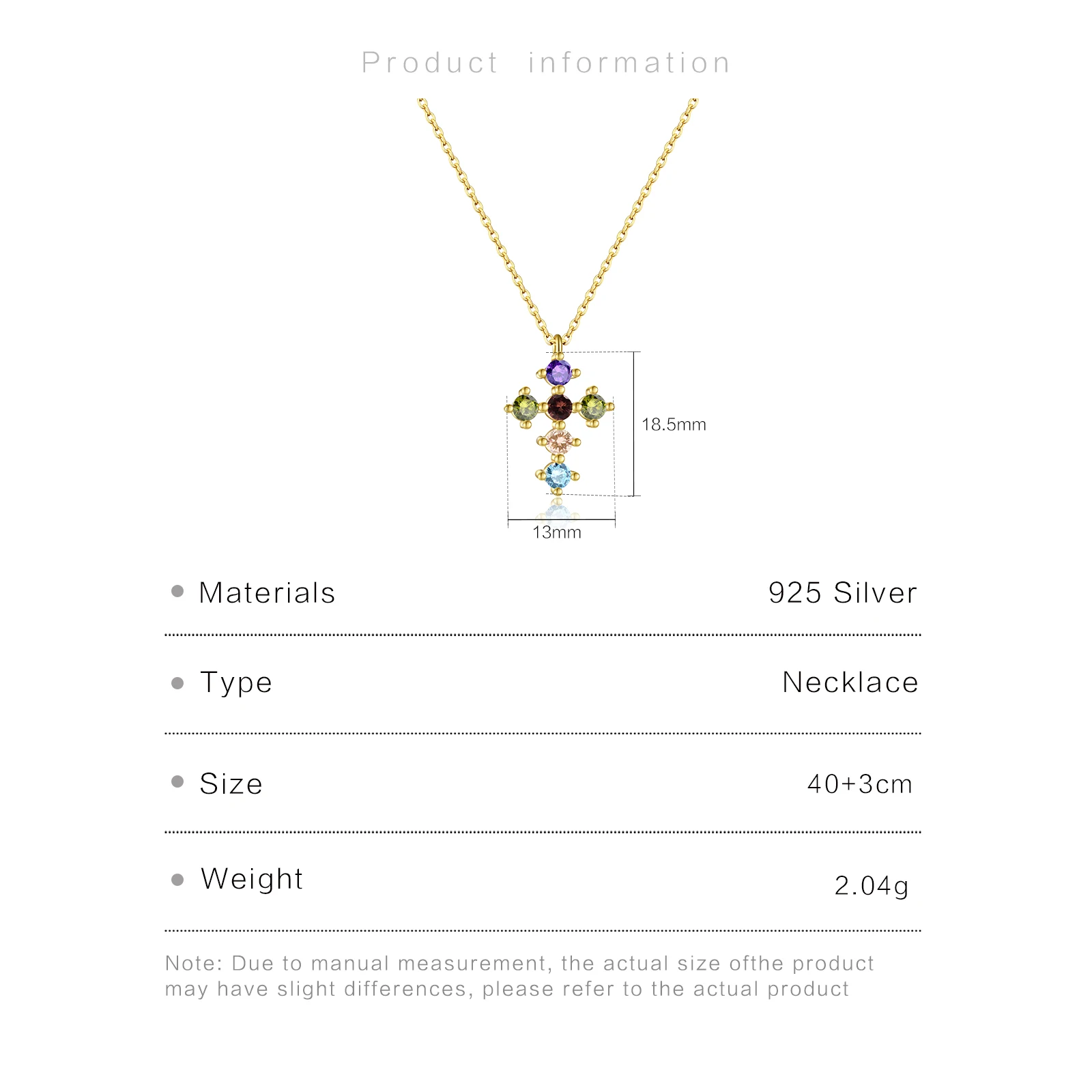 ANDYWEN 925 Sterling Silver Rainbow Colorful Zircon Cross Pendent Necklace Long Chain 2025 Women Luxury Jewelry Crystal Fine - view 6