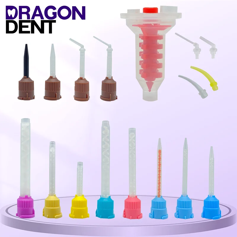 

100pcs/Bag Dentistry Dental Impression Mixing Tips 1:1 Silicone Rubber Conveying Mixing Head Dentist Materials Instruments Tube