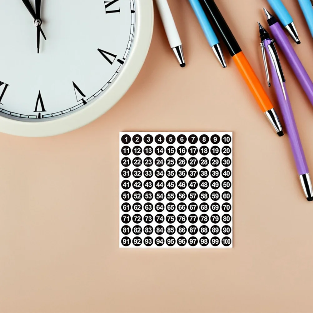2500 قطعة ملصقات مرقمة ملصقات مستديرة ذاتية اللصق 1-100 علامات أرقام صغيرة ملونة متتالية للمكتب والمدرسة والمنزل